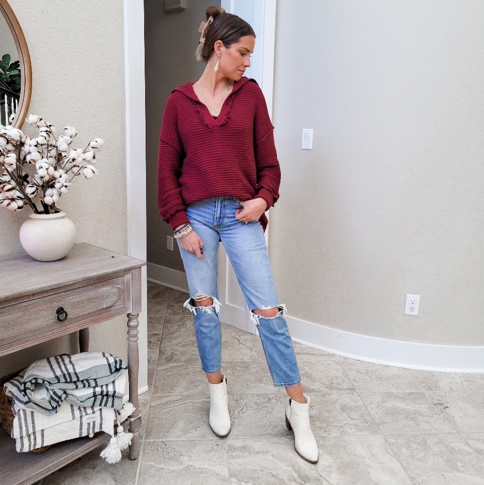 Frayed hem sweater